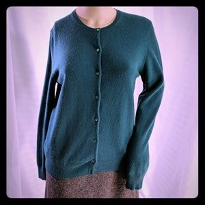 Saks Fifth Avenue cashmere cardigan sweater teal M